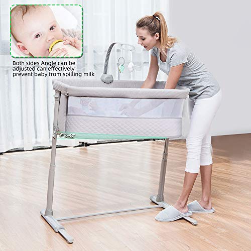 Baby Bassinet,RONBEI Bedside Sleeper Baby Bed Cribs,Baby Bed to Bed, Newborn Baby Crib,Adjustable Portable Bed for Infant/Baby Boy/Baby Girl (Bassinet)