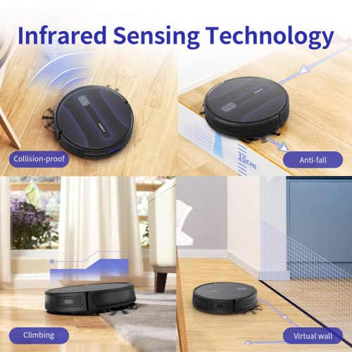 SYSPERL Robot Vacuum Cleaner 2600Pa, Self-Charging Robotic Vacuums Compatible with Alexa, APP, WiFi, Remote Control, Quiet Auto Cleaning Robot Ideal for Pet Hair, Hardwood Floor
