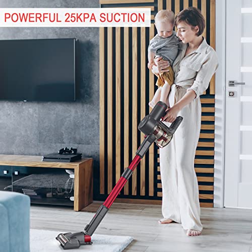 Cordless Vacuum Cleaner, 250W Powerful 25KPA Suction Stick Vacuum Cleaner with 2200mAh Battery 35Mins Runtime, 6 in 1 Lightweight Self-Standing Vacuum for Hardwood Pet Hair Car Cleaning A200