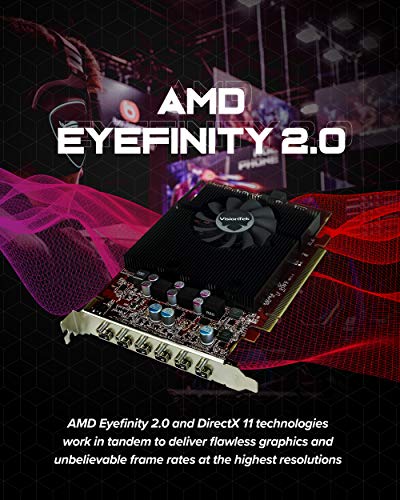 VisionTek Radeon 7750 2GB GDDR5 6 4k Monitor Graphics Card, 6 Mini DisplayPort Outputs, AMD Eyefinity 2.0, PCI Express 3.0 Video Card, 7.1 Surround Sound (900614)