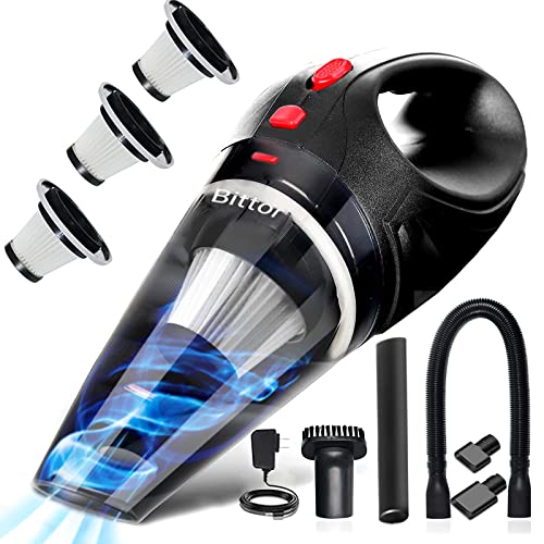 Bittor Handheld Vacuum Cleaner, 120W High-Power Cordless Rechargeable Vacuum Cleaner, Wet and Dry, Suitable for Home, Car, Office, with Three Filters and Three Different Nozzles