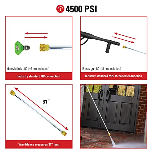 SIMPSON Cleaning MSH3125 MegaShot 3200 PSI Gas Pressure Washer, 2.5 GPM, (49-State) & 80479 Universal 31-Inch Pressure Washer Wand for Cold Water Use up to 4500 PSI, Silver
