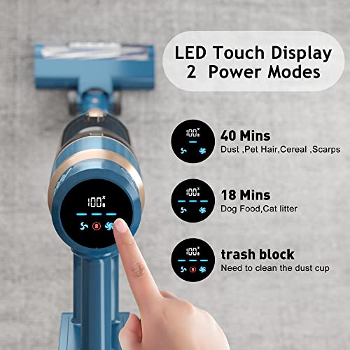 Cordless Vacuum Cleaner, 28000PA Powerful 6-in-1 Stick Vacuum with Brushless Motor, Lightweight Rechargeable Vacuum with LED Touch Display Perfect for Hardwood Floor Carpet Pet Hair-PRETTYCARE, P2
