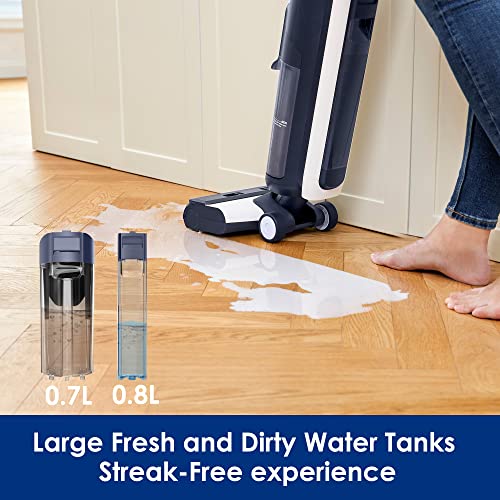 Tineco Floor ONE S5 Smart Cordless Wet Dry Vacuum Cleaner and Mop for Hard Floors, Digital Display, Long Run Time, Great for Sticky Messes and Pet Hair, Space-Saving Design, Blue