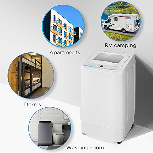 COMFEE' Portable Washing Machine, 0.9 cu.ft Compact Washer With LED Display, 5 Wash Cycles, 2 Built-in Rollers, Space Saving Full-Automatic Washer, Ideal for RV, Dorm, Apartment, Ivory White
