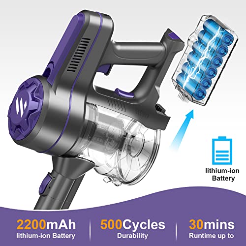 Cordless Vacuum, Stick Vacuum Cleaner with 80000 RPM High-Speed Brushless Motor, 250W Brushless Motor Stick Vacuum, 4 in 1 Lightweight Handheld Vacuum for Hardwood Floor Pet Hair