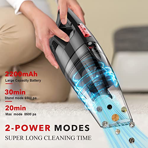 Handheld Vacuum Cordless Whall, Hand Vacuum Cordless 8500PA Suction, Car Hand Vacuum with LED Light, Mini Vacuum Cordless, Portable Vacuum, Dry/Wet Hand Held Vacuum Cleaner, Handheld Cordless Vacuum