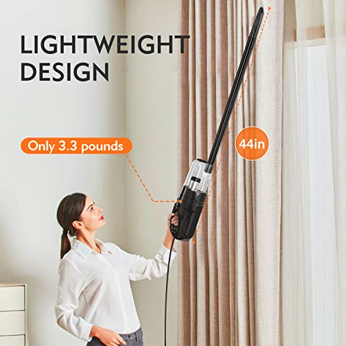 SOWTECH Corded Stick Vacuum Cleaner,17KPa Powerful Suction with 32Ft Cord, Cyclonic Suction System, Lightweight 6 in 1 Handheld Vacuum for Hard Floor, Pet Hair,Black