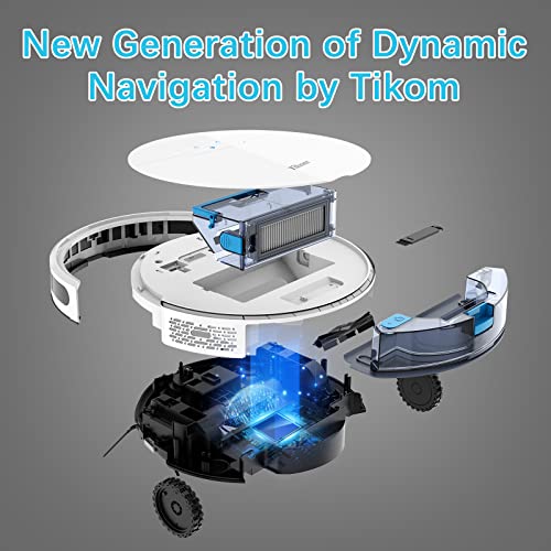 Robot Vacuum and Mop, Tikom G8000 Robot Vacuum Cleaner, 2700Pa Strong Suction, Self-Charging, Good for Pet Hair, Hard Floors, White