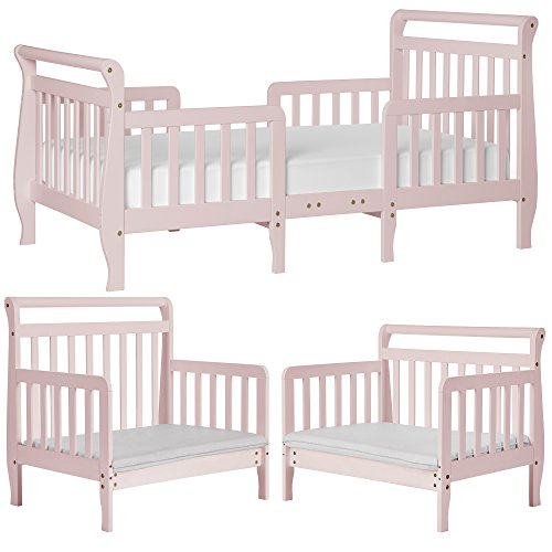 Dream On Me Emma 3-in-1 Convertible Toddler Bed in Blush Pink