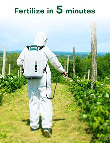 KIMO 3 Gallon Garden Sprayer, 20V 2.0Ah Battery Powered Sprayer in Lawn and Garden w/ 3 Water Nozzles, 2 Extended Wands, No Manual Pump Yard Sprayer, Electric Backpack Sprayer for Weeding, Cleaning