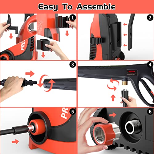 DuRyte Electric Pressure Washer 3500 PSI / 2.8 GPM 1600W Power Washer with 4 Nozzles, Foam Cannon for Cleaning Cars, Driveways, Garden Orange