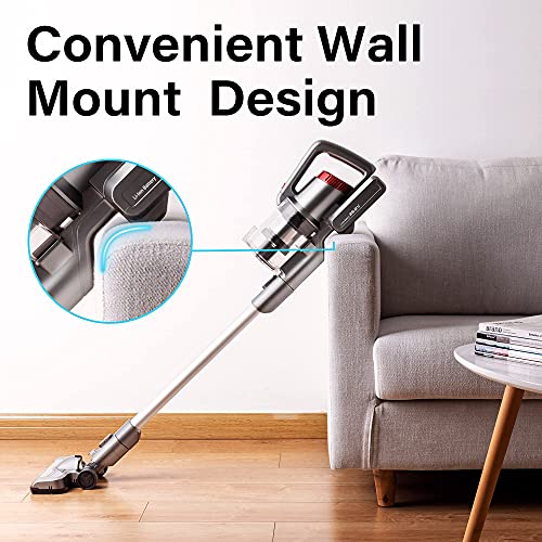 VEAVON P8PLUS Cordless Vacuum Cleaner, Lightweight Bagless Vacuum, 40 Minutes Long Running Time, 4 in 1 Stick Vacuum, 24W Powerful Suction for Hard Floors, 3 Crevice Tool for Home Pet Hair, Gray