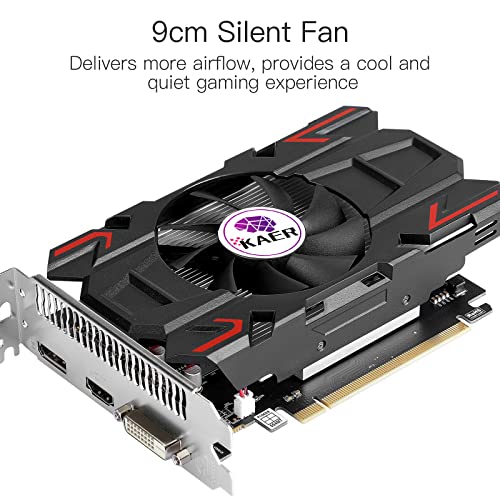 KAER AMD Radeon RX 550 4GB GDDR5 PC Gaming Video Graphics Card 3 Monitors of DP HDMI DVI-D 128-Bit DirectX 12 PCI Express 3.0 X8, 4K Gaming computer Video Cards GPU