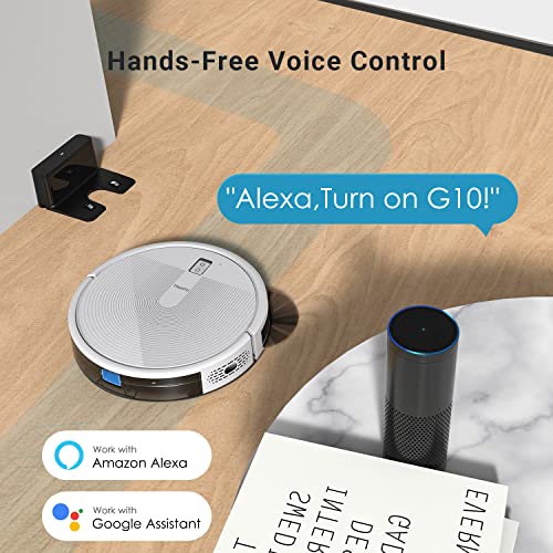 Thamtu G10 Robot Vacuum with 2700Pa Strong Suction, Super-Thin Robotic Vacuum Cleaner, Compatible with Alexa, Clean Schedule, Self-Charging, Ideal for Pet Hair, Hard Floor, Medium-Pile Carpet (White)