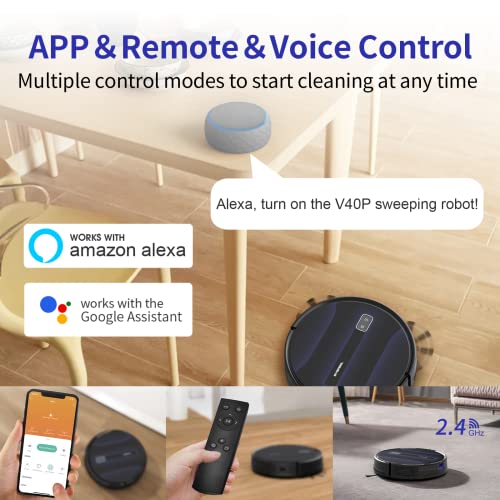 SYSPERL Robot Vacuum Cleaner 2600Pa, Self-Charging Robotic Vacuums Compatible with Alexa, APP, WiFi, Remote Control, Quiet Auto Cleaning Robot Ideal for Pet Hair, Hardwood Floor