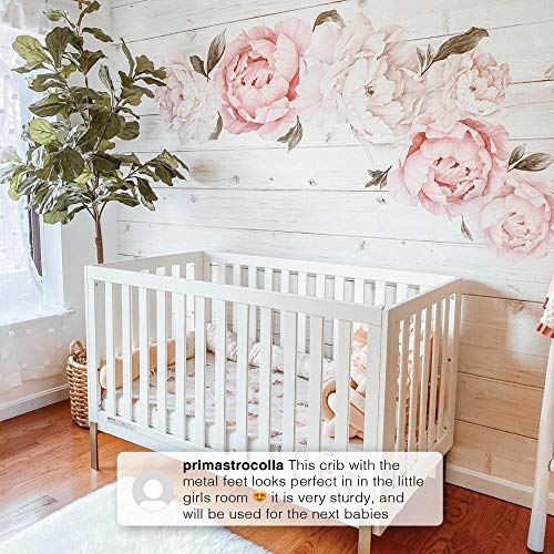 Delta Children Hendrix 4-in-1 Convertible Crib, Greenguard Gold Certified, Bianca White/Bronze