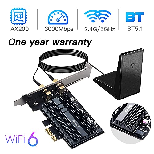 fenvi WiFi 6 AX200NGW PCI-E WiFi Adapter Card PCIe Wi-Fi 6 802.11ax Card PC Internet Network Wireless PCI Card Next-Gen MU-MIMO 2x2 2.4GHz 5GHz BT 5.1 3000Mbps 11AX Miracast vPro AX200 OFDMA WiFi nic