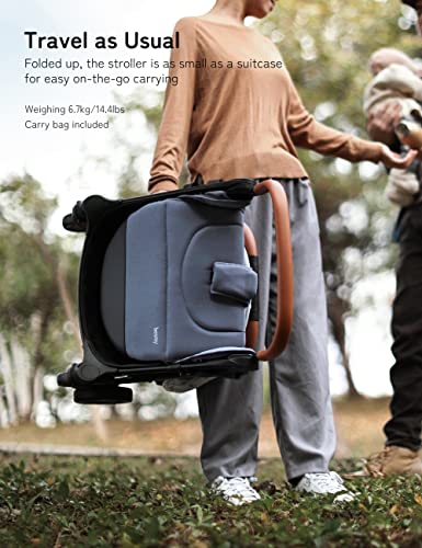 besrey Lightweight Baby Stroller, Travel Stroller with One-Hand Easy Fold, Full-Size Waterproof Canopy, Compact Stroller with Large Cup Holder|Shock-Absorbing Wheel, Toddler Stroller for 6-36
