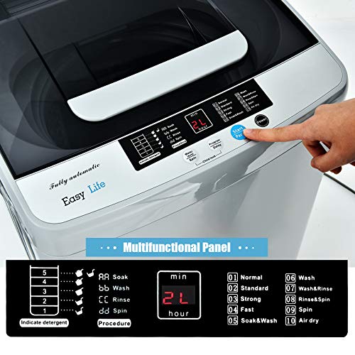 COSTWAY Full Automatic Washing Machine, 2-in-1 Portable Washer and Spin Combo with 10 Programs, 8.8lbs Capacity, Drain Pump and LED Display, Mini Laundry Washer for Apartment, RVs, Dorm