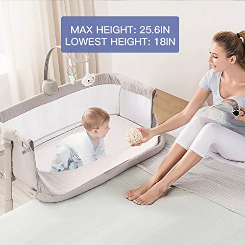 Baby Bassinet,RONBEI Bedside Sleeper Baby Bed Cribs,Baby Bed to Bed, Newborn Baby Crib,Adjustable Portable Bed for Infant/Baby Boy/Baby Girl (Bassinet)