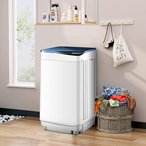 SAFEPLUS Portable Clothes Washing Machines,Automatic Small Washer and Spin Dryer 7.7 lbs Load Capacity Compact Laundry Washer with Built in Barrel Light for Apartments RVs and Small Space Living