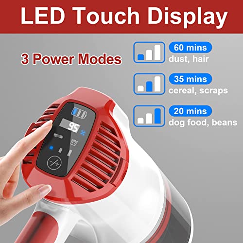 UMLo Cordless Vacuum Cleaner with LED Dsiplay, Up to 60min Runtime, 265W 25Kpa Suction Stick Vacuum, 4000mAh Rechargeable Battery Vacuum, 8 in 1 Lightweight Vacuum for Pet Hair Carpet Hard Floor,V111