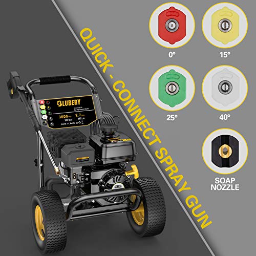 Heavy-Duty Gas Pressure Washer, 3600PSI at 2.7GPM Power Washer, 30-feet Hose, Black