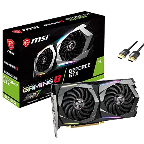 MSI Gaming GeForce GTX 1660 Super Gaming X OC Graphics Card, 6GB GDRR6, 192-bit HDMI/DP, DirectX 12, Dual Fan, VR Ready, DisplayPort x 3 (V1. 4)/ HDMI 2. 0B x 1 w/ Mt HDMI 2.1 Cable(4k@120Hz/8K@60Hz)