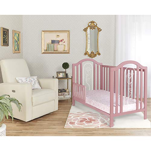Sweetpea Baby Pacific Acrylic Convertible Crib in Rose Pink, Greenguard Gold Certified