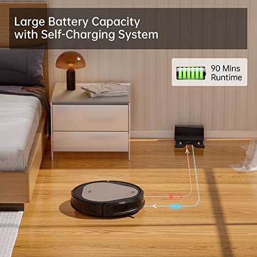 Trifo Robotic Vacuum Cleaner with 3000 Pa Super Cyclone Suction & Automatic Recharge & Up to 110 Mins Runtime, Compatible with Alexa & Google Assistant & 2.4GHZ WiFi, Perfect Home Cleaning Assistant