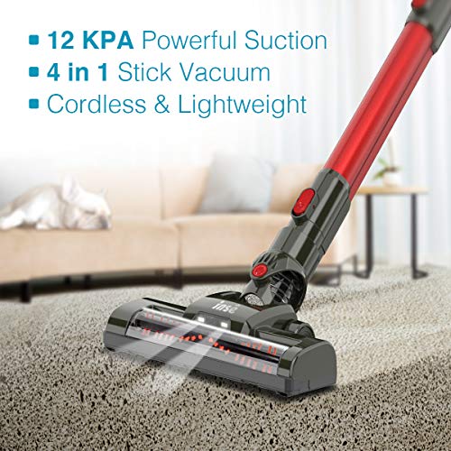 INSE Cordless Vacuum, 12KPa Powerful Vacuum Cleaner with 160W Motor, 4-in-1 Stick Vacuum, Rechargeable Handheld Vacuum Cleaner for Home Hard Floor Carpet Pet Hair-N6