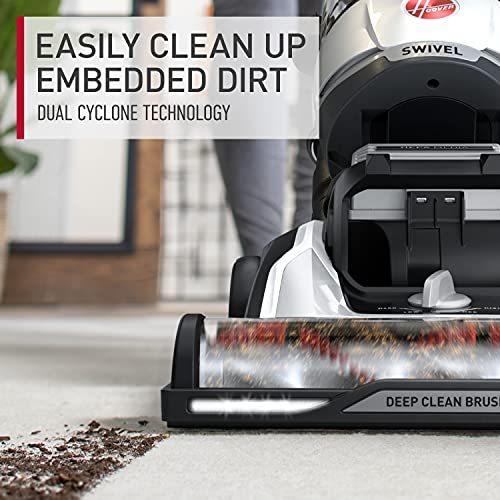 Hoover MAXLife Elite Swivel Vacuum Cleaner with HEPA Media Filtration, Bagless Multi-Surface Upright for Carpet and Hard Floors, UH75150, White