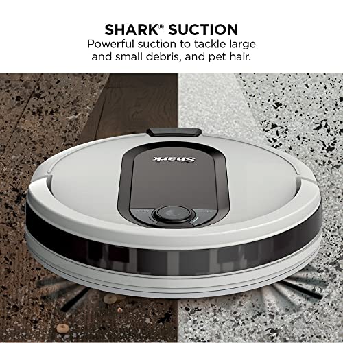 Shark RV913S Robot Vacuum with Self-Empty Base, Voice/App Control, Powerful Suction, Advanced Sensor, WiFi Enabled, Works with Google Assistant, Multi-Surface Cleaning, White (Renewed)