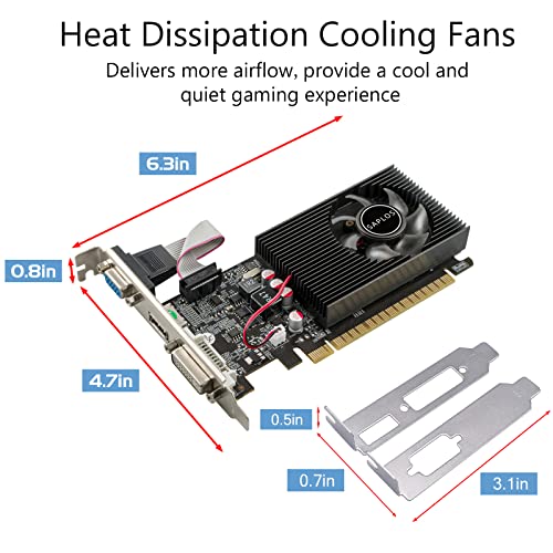 SAPLOS GeForce GT 730 2GB DDR3 64-Bits Low Profile Graphics Card,DVI-I,HDMI,VGA,PCI Express 2.0 x8,NVIDIA Video Card for PC Gaming/Working,DirectX 12,Computer GPU