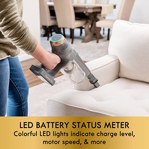 Kenmore DS4095 21.6V Cordless Stick Vacuum Lightweight Cleaner with 2-Speed Power Control, LED Headlight, Converts to Handheld for Hardwood Floors, Carpet & Pet Hair, Brushless w/EasyReach Wand, Gold