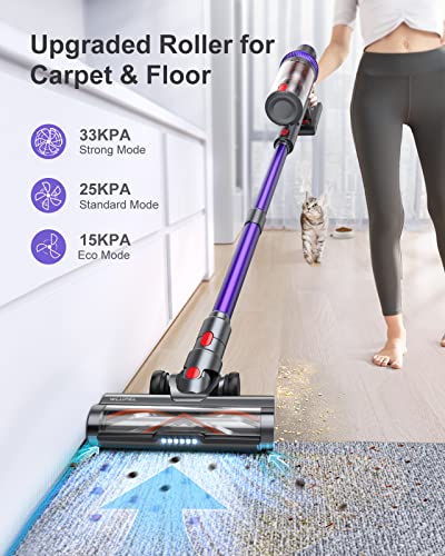 Cordless Vacuum Cleaner, 33Kpa Stick Vacuum Cleaner, 400W Handheld Vacuum with LED Touch Screen, 50mins Runtime for Pet Hair, Carpet and Hardwood Floor(KB-H015)