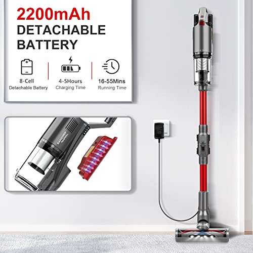 Cordless Vacuum Cleaner,whall 25kPa Suction 4 in 1 Foldable Cordless Stick Vacuum Cleaner,280W Brushless Motor 55 Mins Runtime,Lightweight Handheld Vacuum for Home Hard Floor Carpet Pet Hair