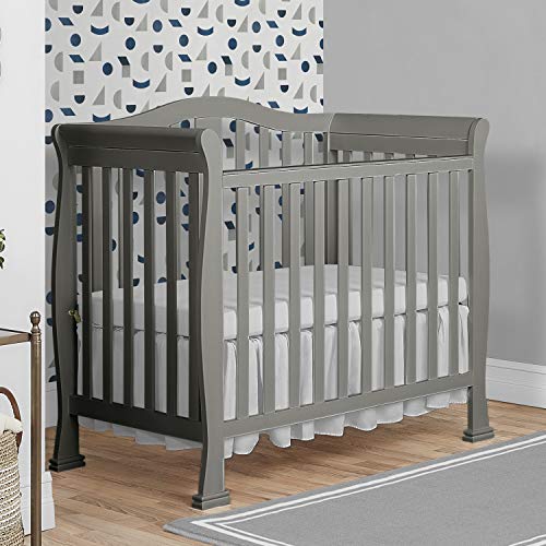 Dream On Me Addison 4-in-1 Convertible Mini Crib in Cool Grey, Greenguard Gold Certified, 42 pounds