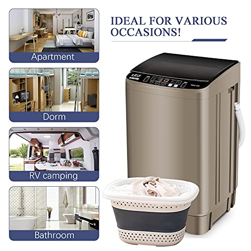 Krib Bling Full-Automatic Washing Machine with Drain Pump, 17.7lbs Compact Washer, 10 WashProgram & 8 Water Level, Ideal for Apartment, Dorm, RV