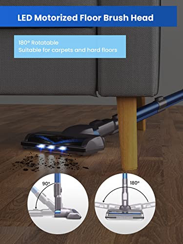 Greenote Cordless Vacuum Cleaner, 23000PA Stick Vacuum 4 in 1, 200W with Dual Digital Motor LED Headlights, 35 Mins Runtime, Handheld Lightweight Vacuum for Home Hard Floor Carpet Pet Car