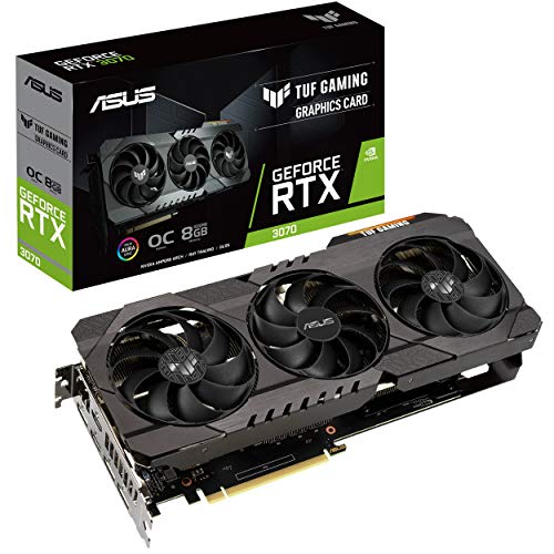 ASUS TUF Gaming NVIDIA GeForce RTX 3070 OC Edition Graphics Card- PCIe 4.0, 8GB GDDR6, HDMI 2.1 , DisplayPort 1.4a, Dual Ball Fan Bearings