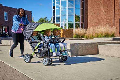 Foundations Sport Quad Stroller with UV Protecting Stroller Canopy, 5 Point Harness for Added Safety, Foot Brake, All Terrain Tubeless Wheels (Lime Green)