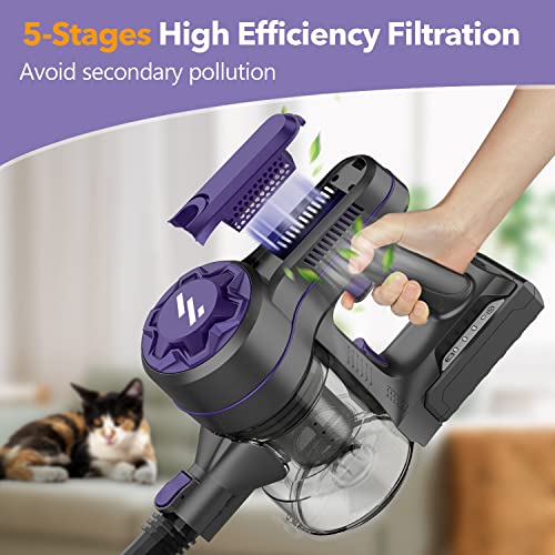 Cordless Vacuum, Stick Vacuum Cleaner with 80000 RPM High-Speed Brushless Motor, 250W Brushless Motor Stick Vacuum, 4 in 1 Lightweight Handheld Vacuum for Hardwood Floor Pet Hair