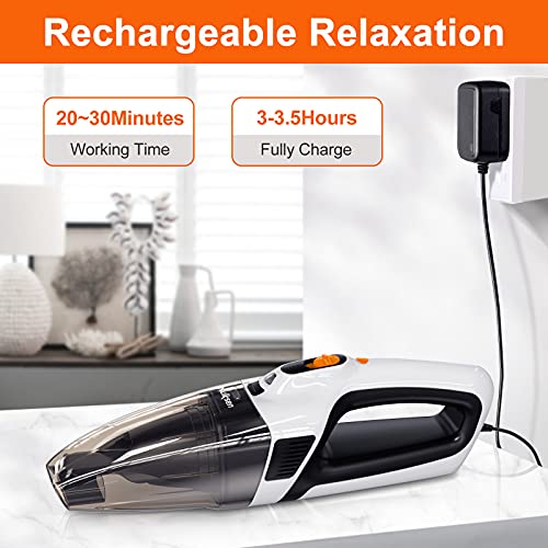 Nulksen Handheld Vacuum Cordless Rechargeable, 8500Pa Powerful Portable Handheld Vacuum, Quick Charging, Light Weight Mini Vacuum Cleaner for Home, Office and Car
