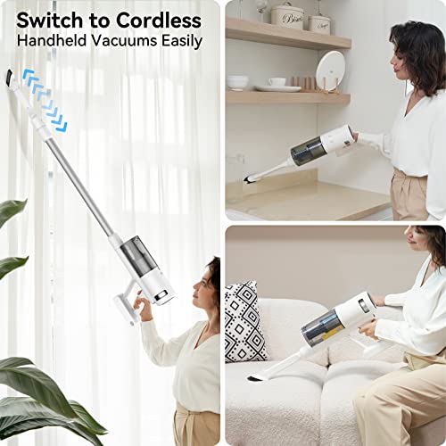 INSE Cordless Vacuum Cleaner with LED Display, 150AW 30Kpa Powerful Stick Vacuum, Lightweight Cordless Vacuum with 2500mAh Rechargeable Battery Up to 60Min Runtime for Hard Floor Carpet Pet Hair-V120