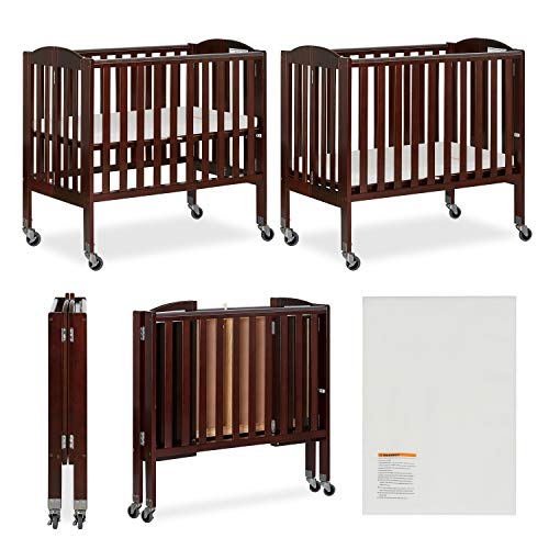 Dream On Me 2-in-1 Folding Birch Portable Crib, Espresso
