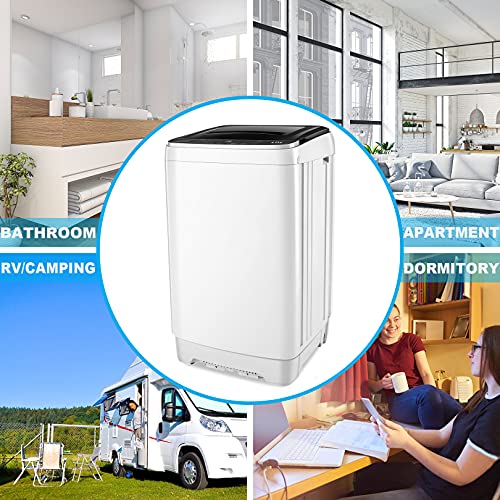 Portable Washer Nictemaw 17.8Lbs Capacity Full-Automatic Washer Machine 1.9 Cu.ft 2 in 1 Compact Laundry Washer with Drain Pump/10 Programs 8 Water Level Selections/LED Display/Faucet Adapter for Home, Apartments
