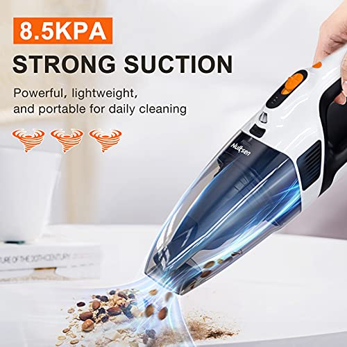 Nulksen Handheld Vacuum Cordless Rechargeable, 8500Pa Powerful Portable Handheld Vacuum, Quick Charging, Light Weight Mini Vacuum Cleaner for Home, Office and Car