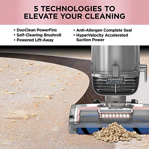 Shark AZ2002 Vertex Powered Lift-Away Upright Vacuum with DuoClean PowerFins, Self-Cleaning Brushroll, Large Dust Cup, Pet Crevice Tool, Dusting Brush & Self-Cleaning Pet Power Brush, Silver/Rose Gold